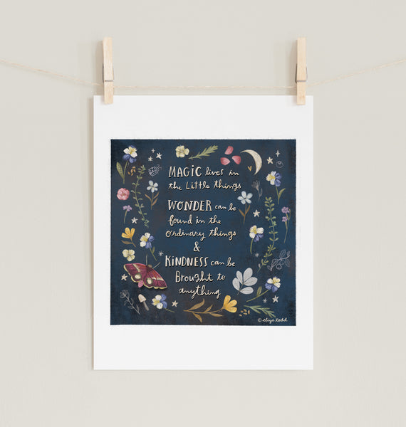 Fine art prints by Eliza Todd featuring nighttime flowers and saying - APeaceofWerk.com