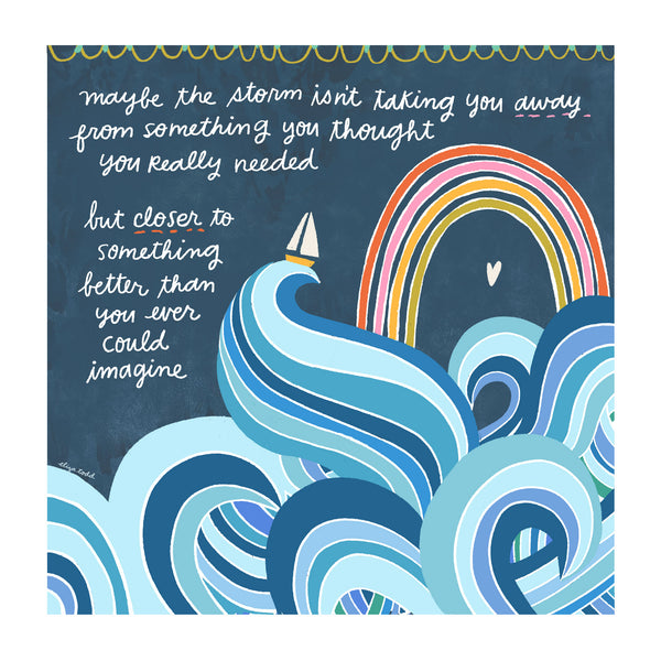 Fine art print by Eliza Todd featuring a stormy sea and a rainbow - APeaceofWerk.com