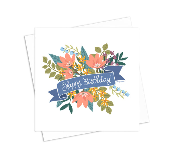 Happy Birthday Bouquet- 5x5 Greeting Card