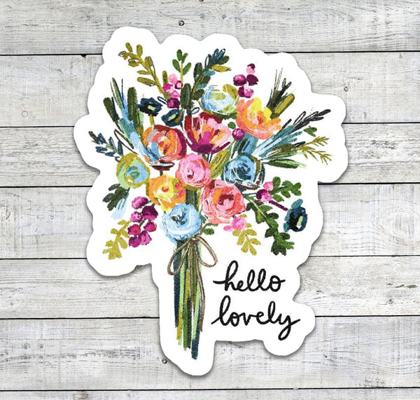 Hello Lovely Floral Bouquet Stickers