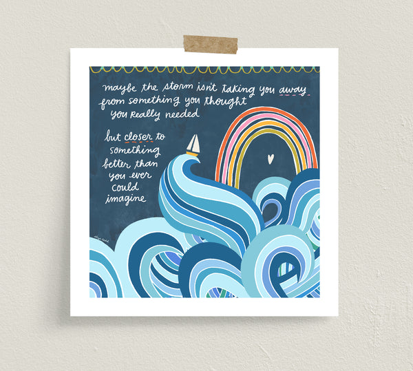 Fine art print by Eliza Todd featuring a stormy sea and a rainbow - APeaceofWerk.com