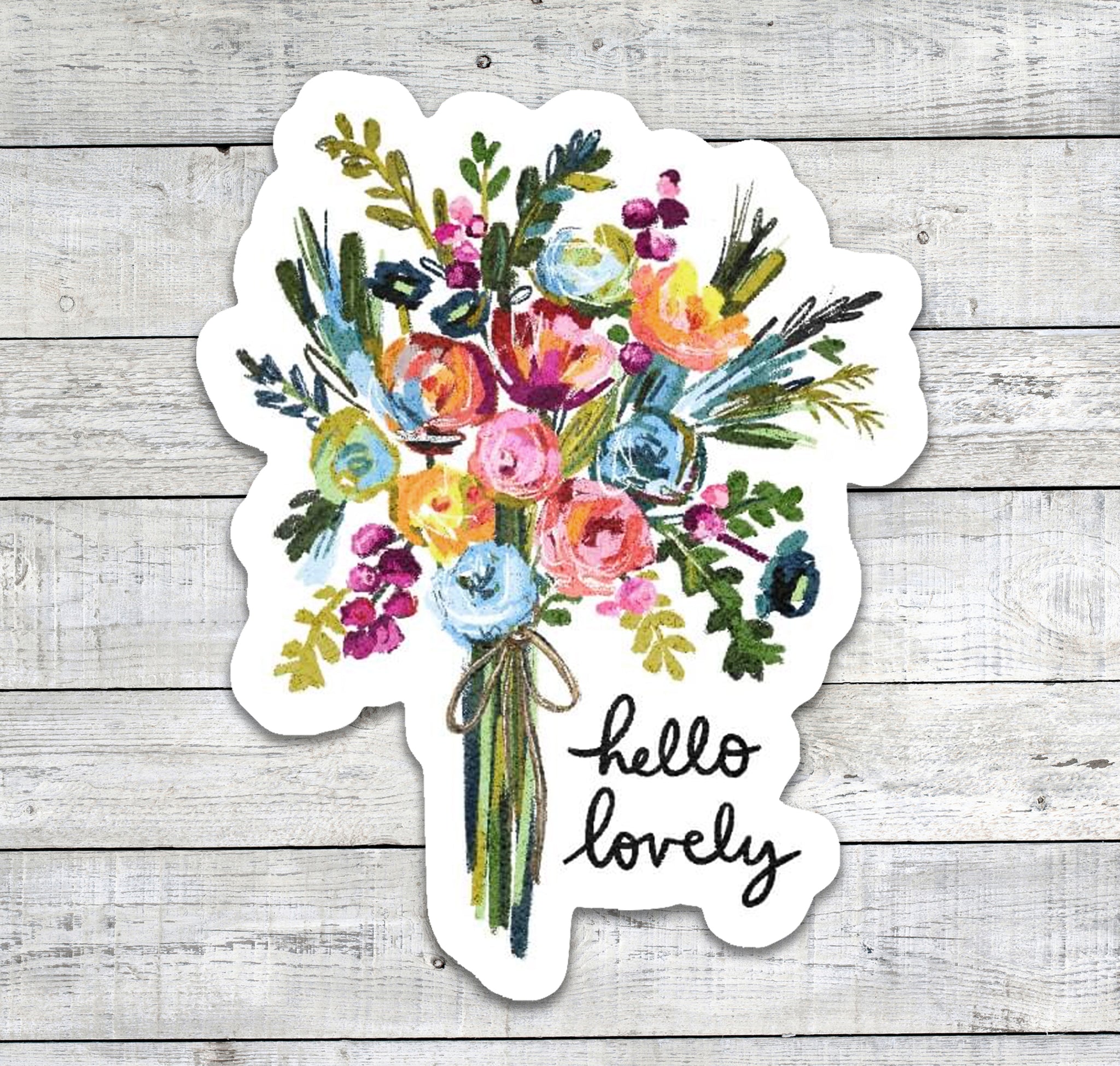 Hello Lovely Floral Bouquet Stickers
