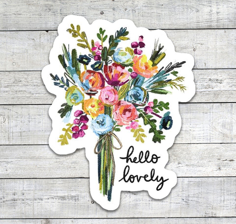 Hello Lovely Floral Bouquet Stickers